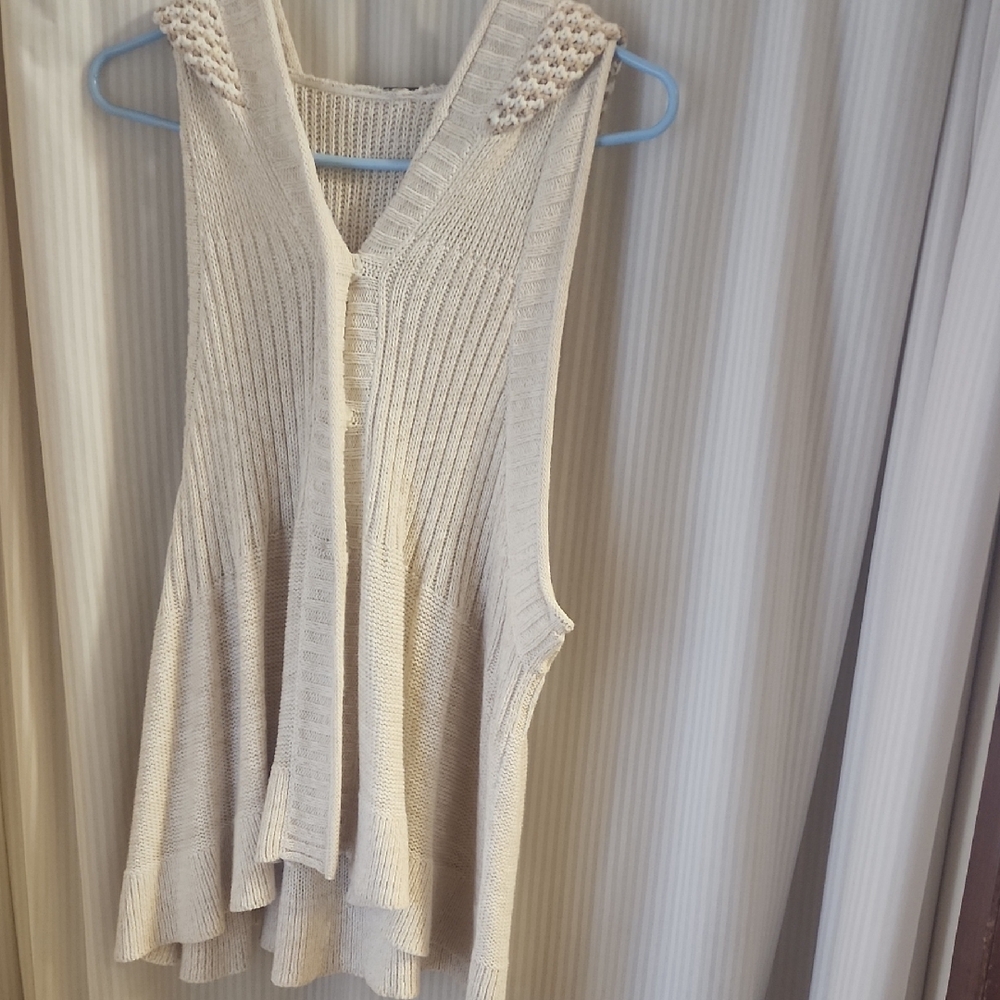 Free People Beige Sleeveless Knit Top